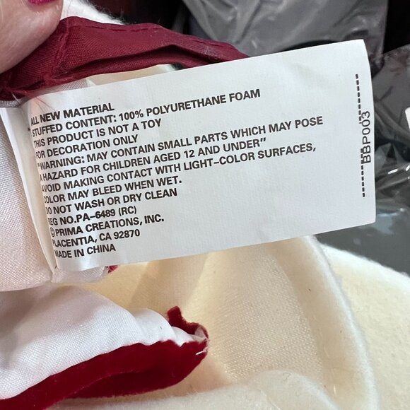 Christmas Snowman Holiday Stocking Red White Pom-pom Knit Hat Scarf 3D Puffy - Picture 8 of 8